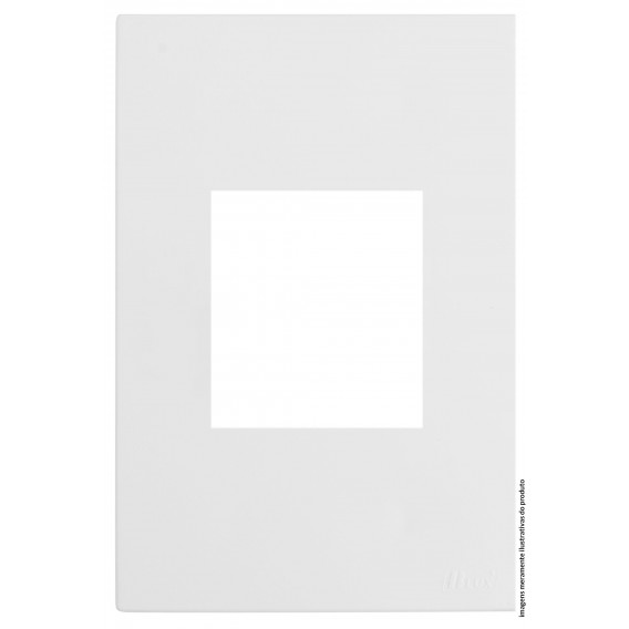 Placa 2 Módulos Juntos com Suporte 4x2 - RECTA Branco Satin Fosco